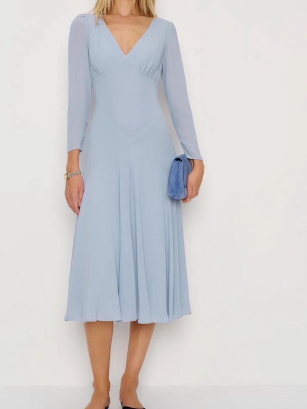 Reformation Maureen dress in mineral blue